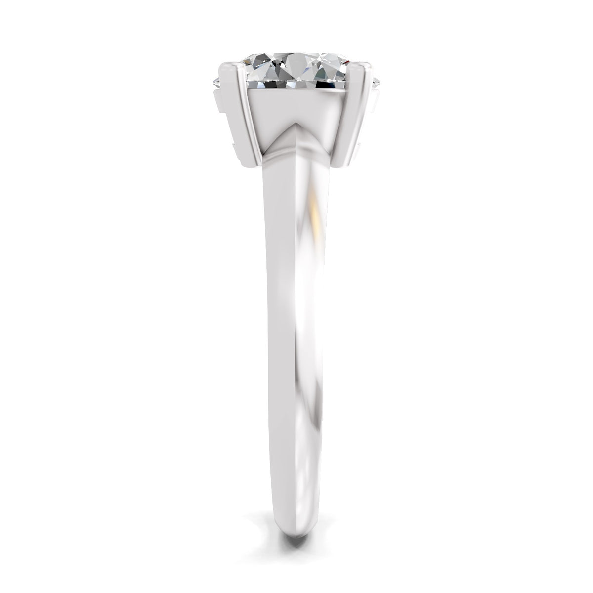 Side view of a white gold round-cut 2.00 ct diamond solitaire engagement ring