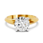 Top view of a yellow gold round-cut 2.00 ct diamond solitaire engagement ring