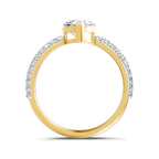 Front view of a yellow gold marquise-cut 2.00 ct diamond engagement ring with a pavé diamond band