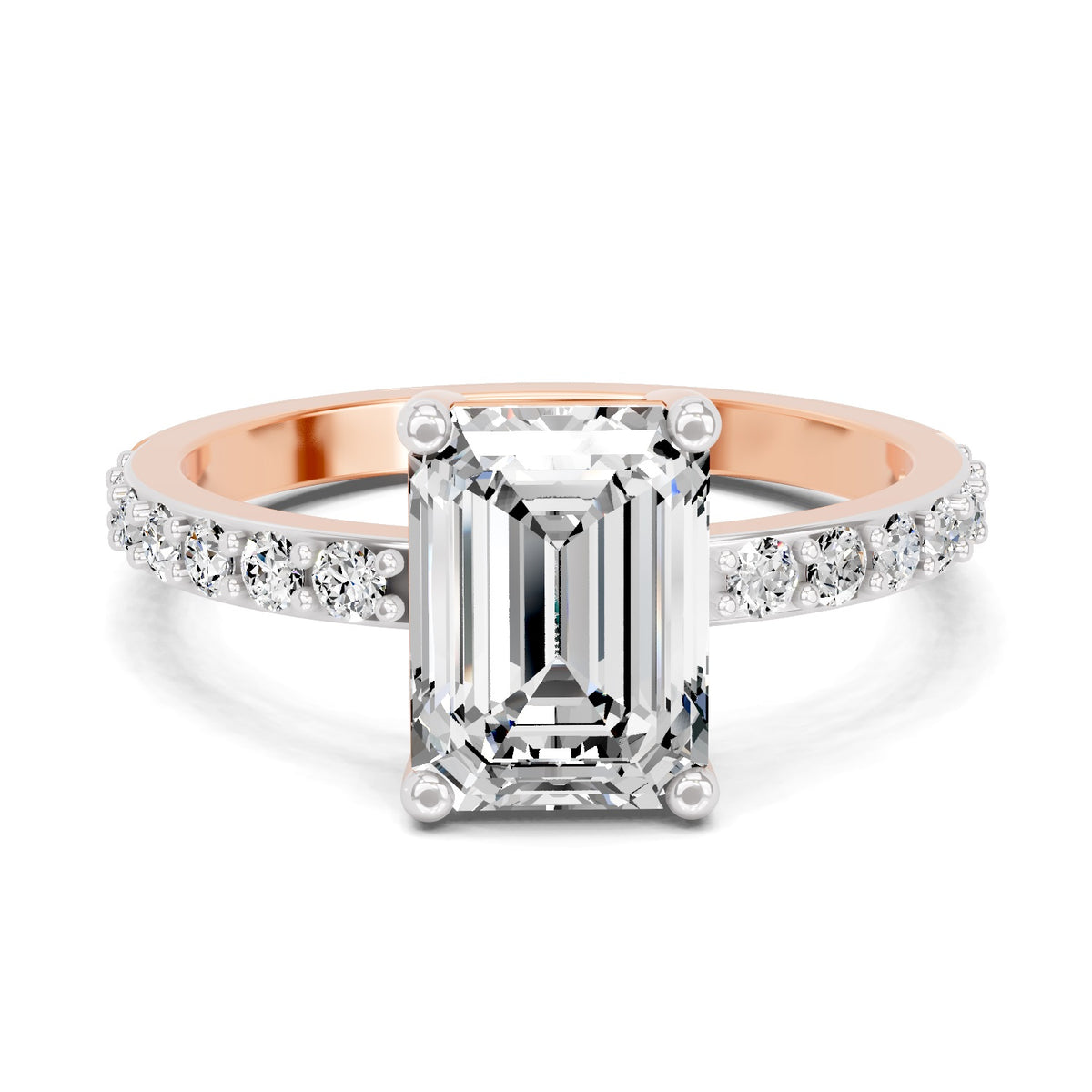 Lorenza Scalloped Emerald Lab Grown Diamond Ring