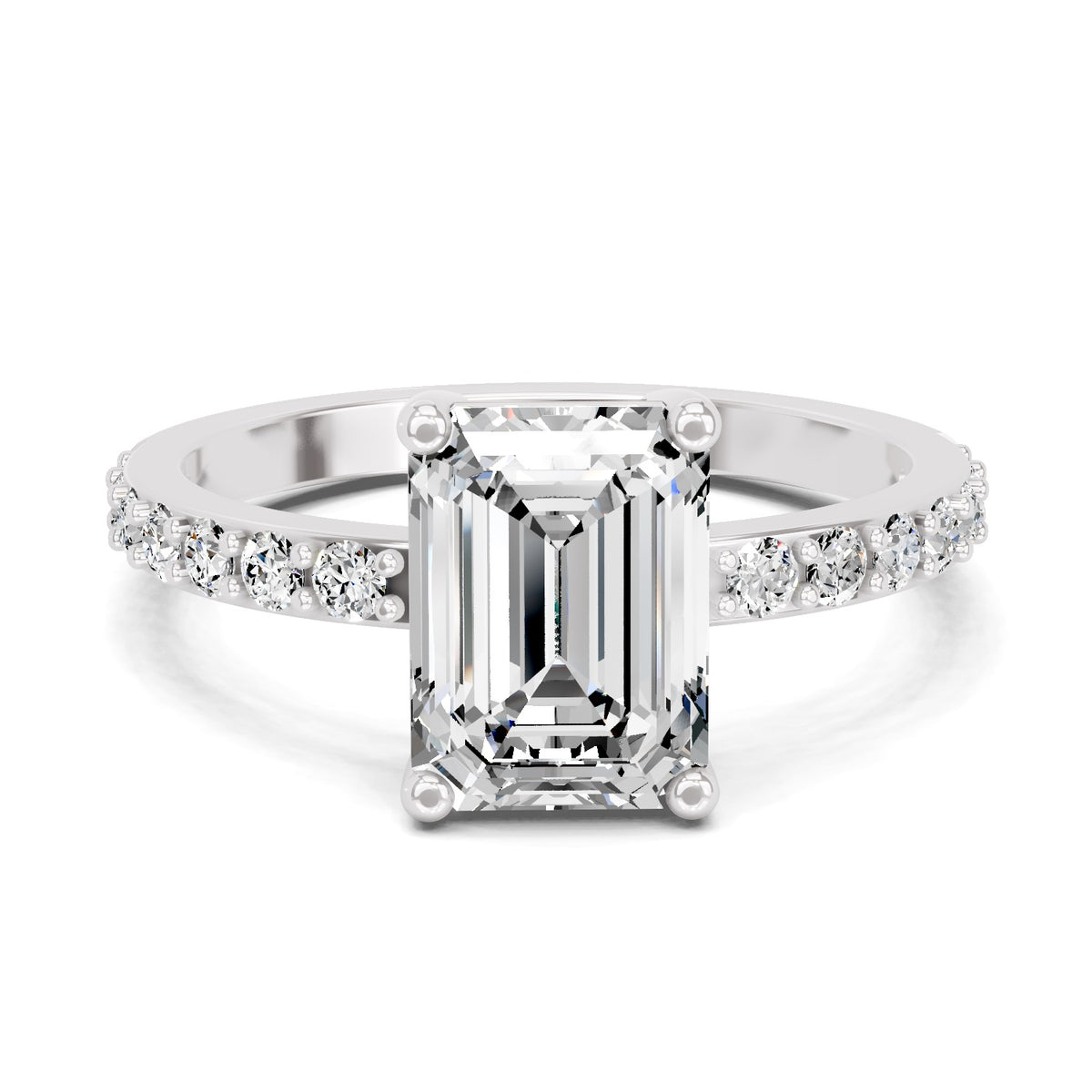 Lorenza Scalloped Emerald Lab Grown Diamond Ring