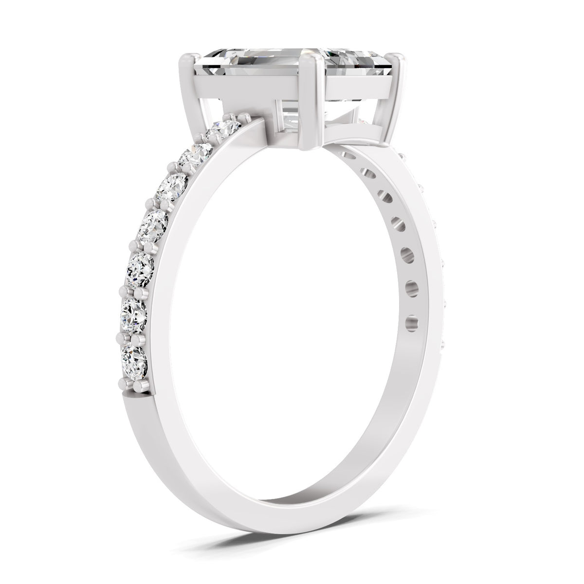 Lorenza Scalloped Emerald Lab Grown Diamond Ring