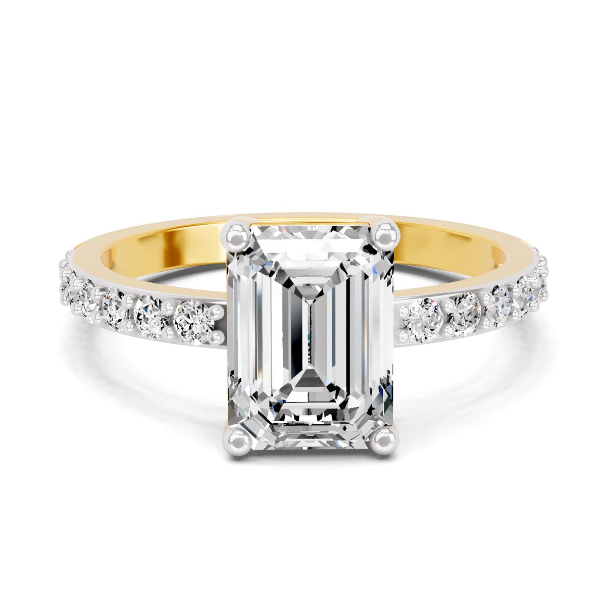 Lorenza Scalloped Emerald Lab Grown Diamond Ring
