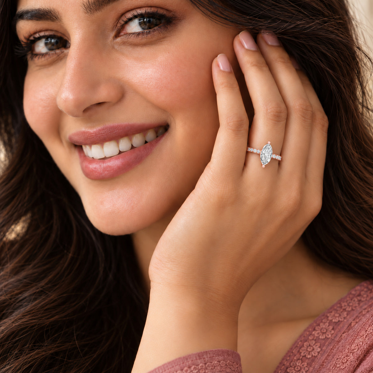 Ombretta Scalloped Marquise Lab Grown Diamond Ring