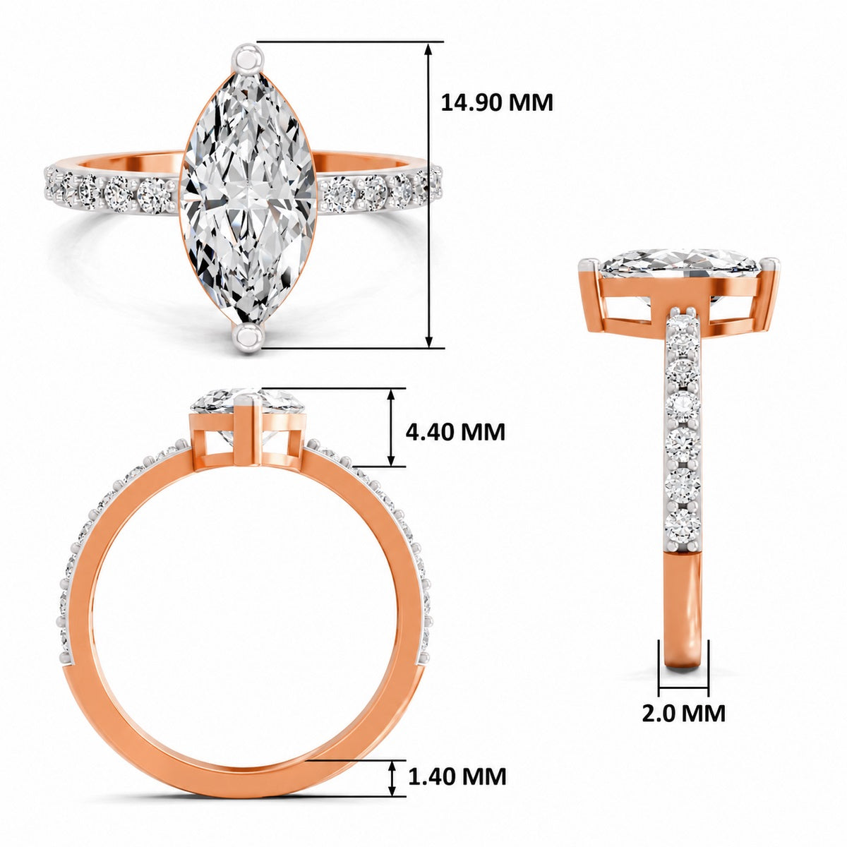 Ombretta Scalloped Marquise Lab Grown Diamond Ring