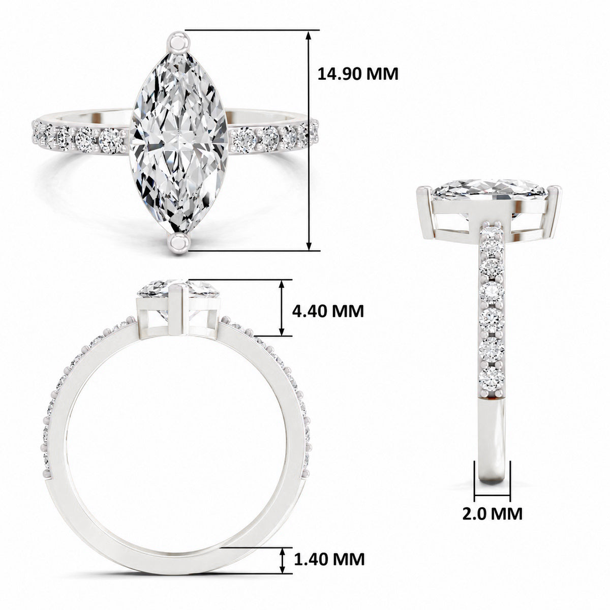Ombretta Scalloped Marquise Lab Grown Diamond Ring