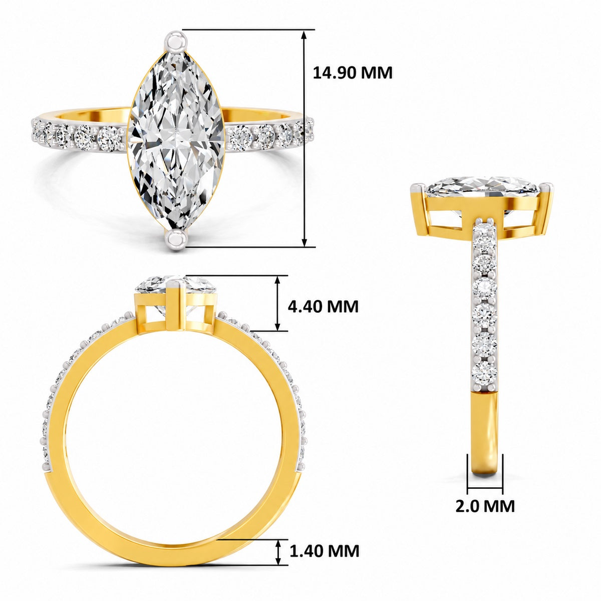 Ombretta Scalloped Marquise Lab Grown Diamond Ring