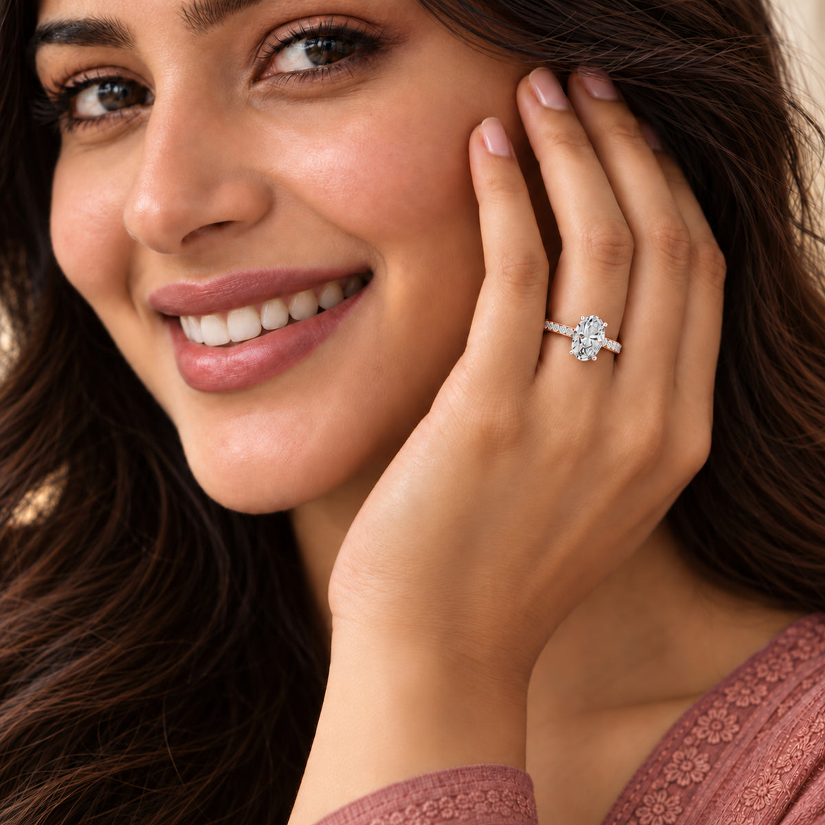 Lauretta Scalloped Oval Lab Grown Diamond Ring