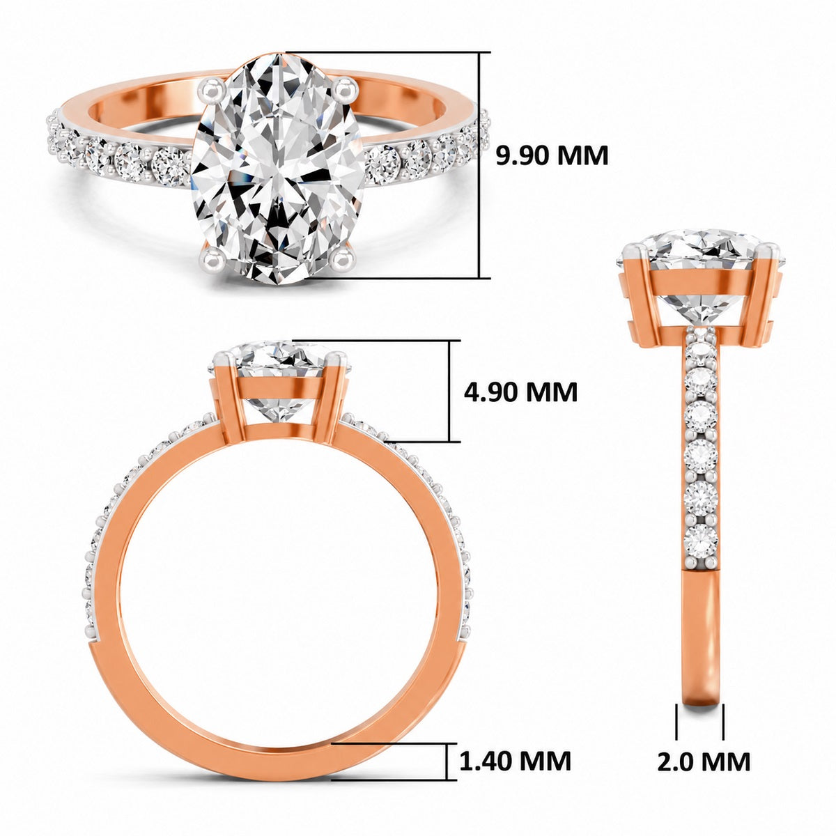 Lauretta Scalloped Oval Lab Grown Diamond Ring