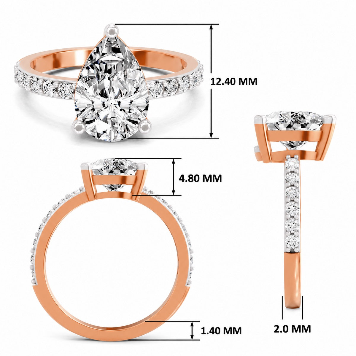 Marinetta Scalloped Pear Lab Grown Diamond Ring
