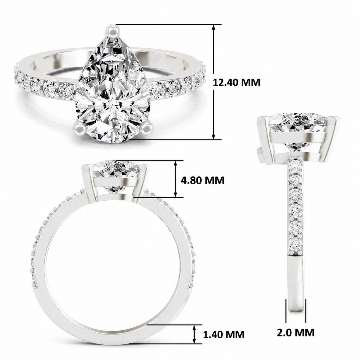 Marinetta Scalloped Pear Lab Grown Diamond Ring