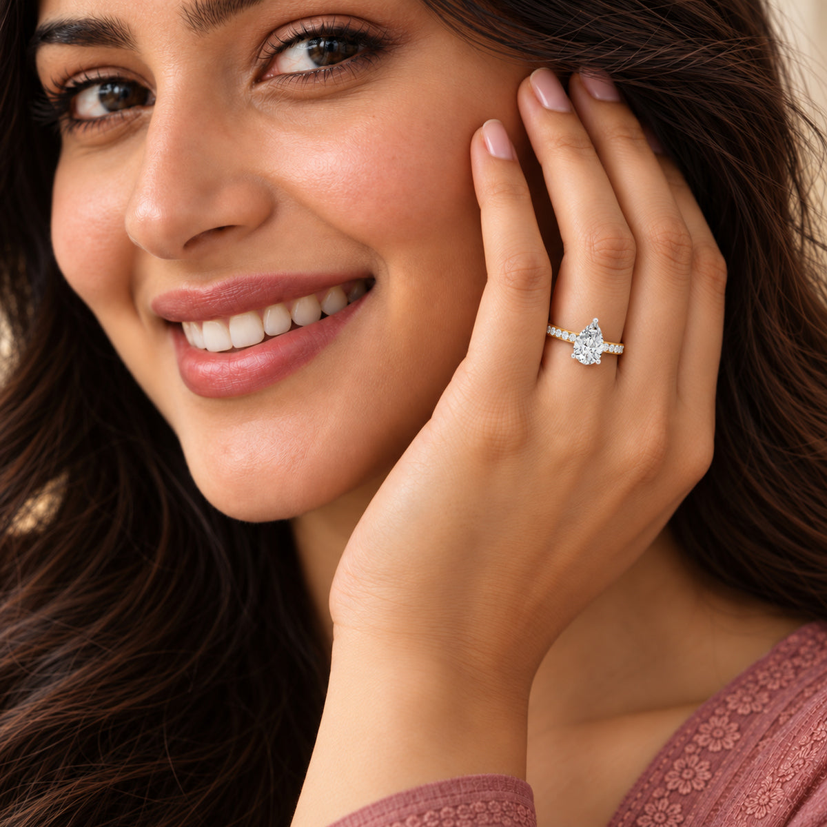 Marinetta Scalloped Pear Lab Grown Diamond Ring