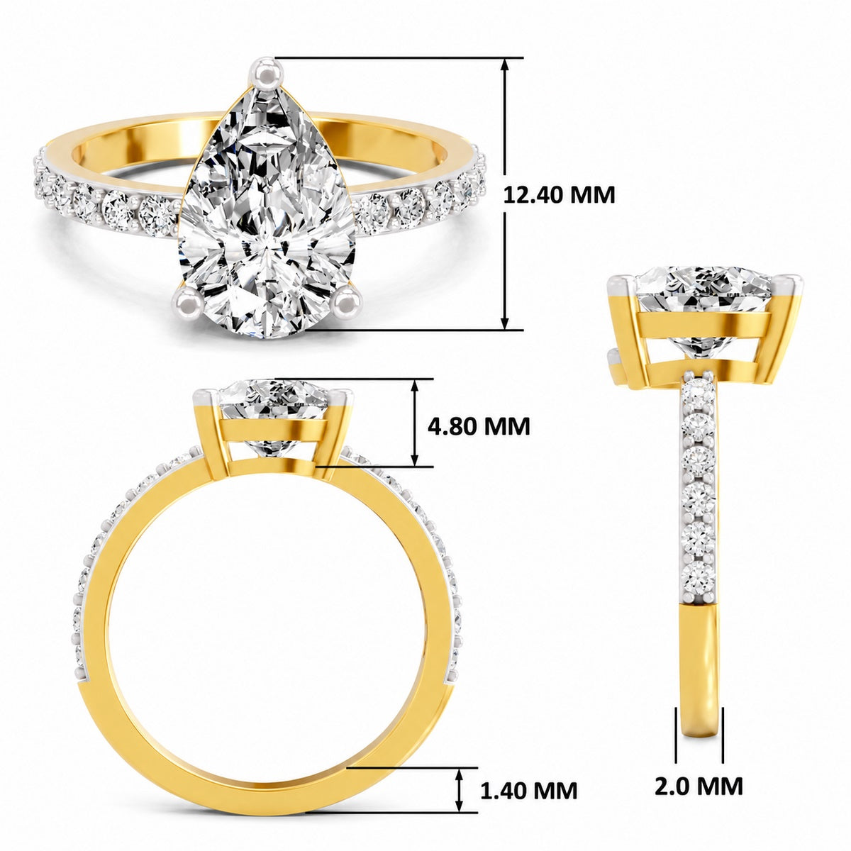 Marinetta Scalloped Pear Lab Grown Diamond Ring
