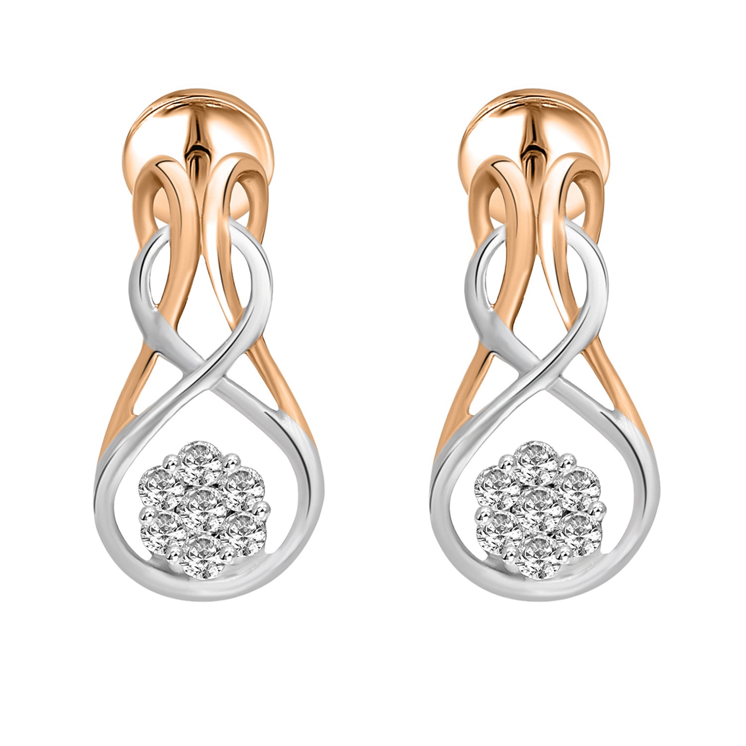 0.14 Ct Triani Cluster Fancy Earrings14Kt - Rose Gold
