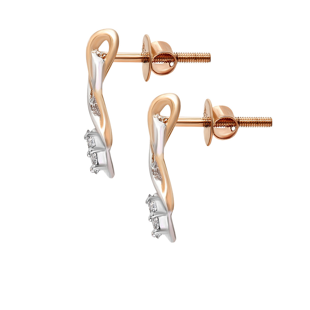 0.14 Ct Triani Cluster Fancy Earrings14Kt - Rose Gold