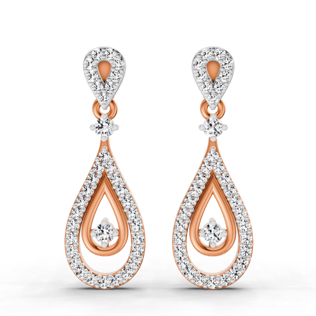 0.21 Carat Dangle Diamond Earrings 14K - Rose Gold