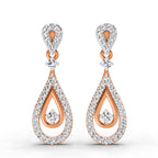 0.21 Carat Dangle Diamond Earrings 14K - Rose Gold