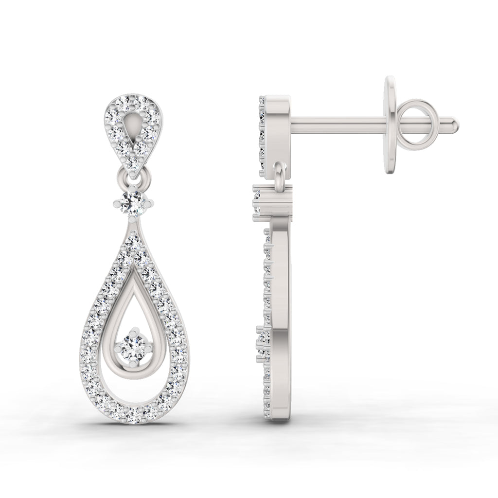 0.21 Carat Dangle Diamond Earrings 14K - White Gold