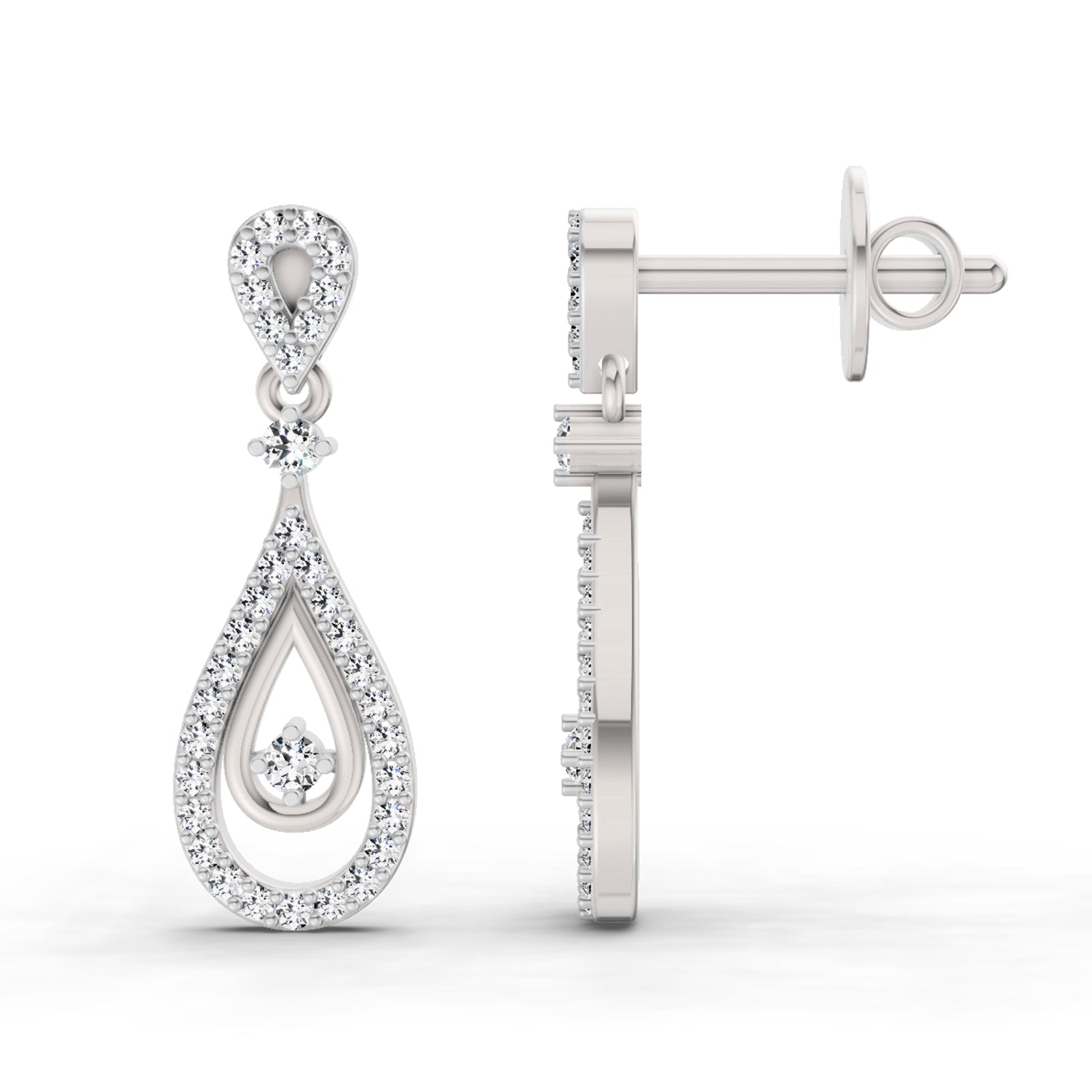 0.21 Carat Dangle Diamond Earrings 14K - White Gold