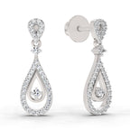 0.21 Carat Dangle Diamond Earrings 14K - White Gold