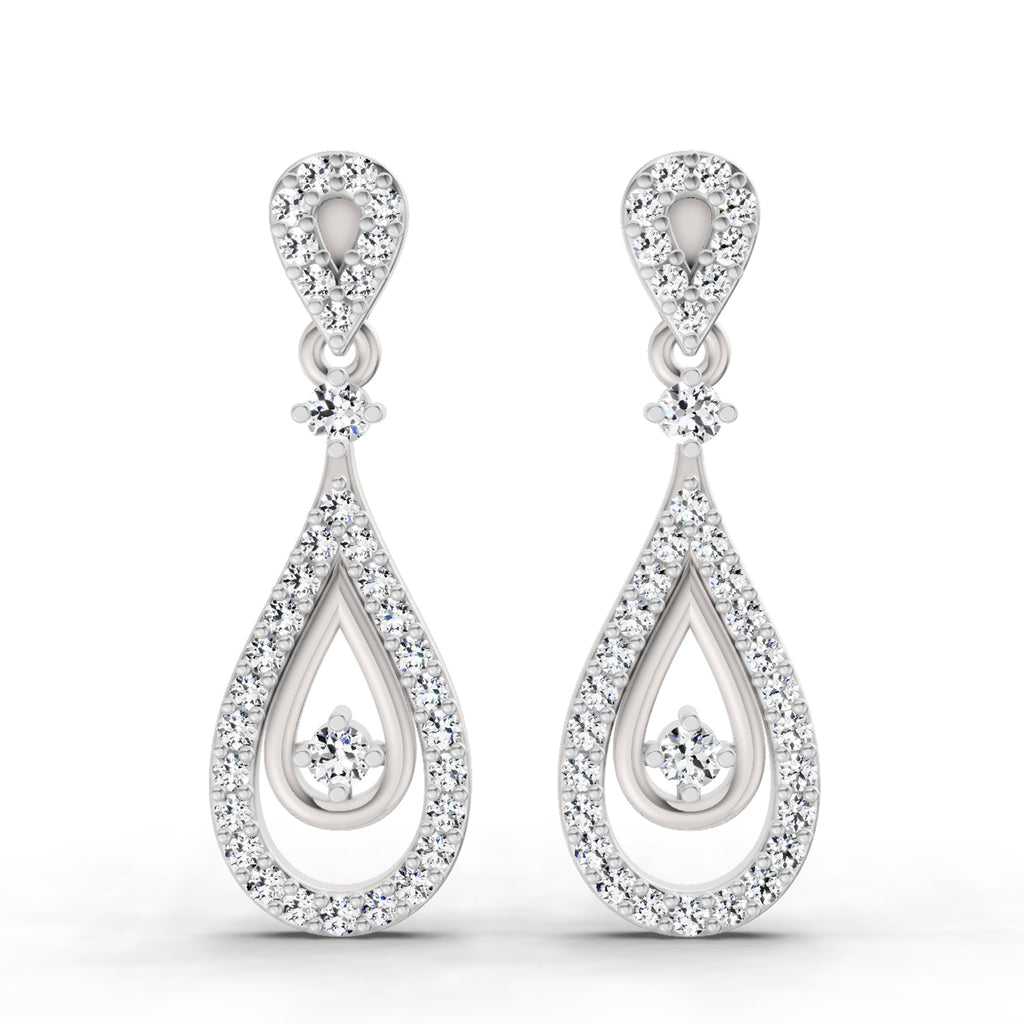 0.21 Carat Dangle Diamond Earrings 14K - White Gold