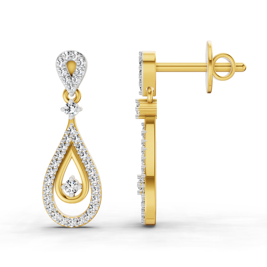 0.21 Carat Dangle Diamond Earrings 14K
