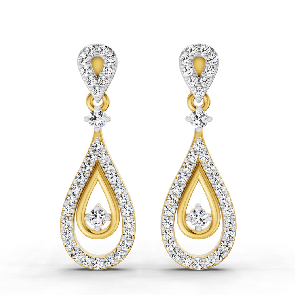 0.21 Carat Dangle Diamond Earrings 14K