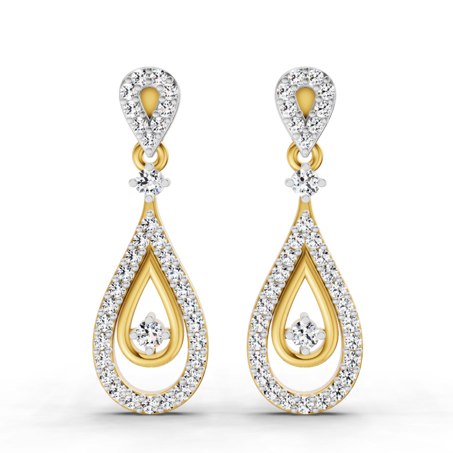 0.21 Carat Dangle Diamond Earrings 14K