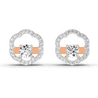 0.94 Carat Halo Diamond Stud Earrings 14K - Rose Gold