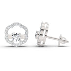 0.94 Carat Halo Diamond Stud Earrings 14K - White Gold
