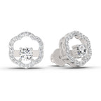 0.94 Carat Halo Diamond Stud Earrings 14K - White Gold