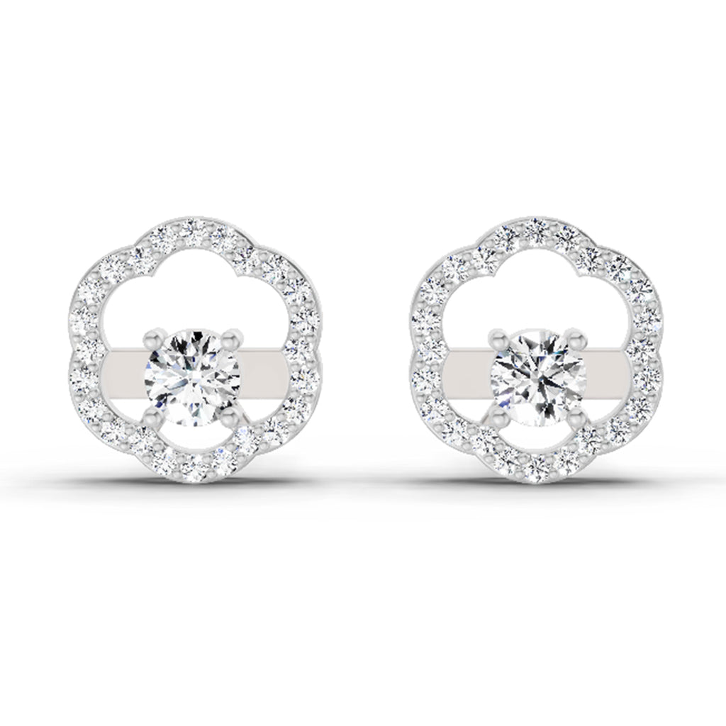 0.94 Carat Halo Diamond Stud Earrings 14K - White Gold