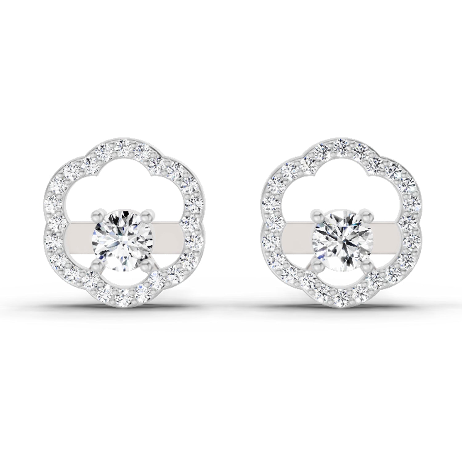 0.94 Carat Halo Diamond Stud Earrings 14K - White Gold