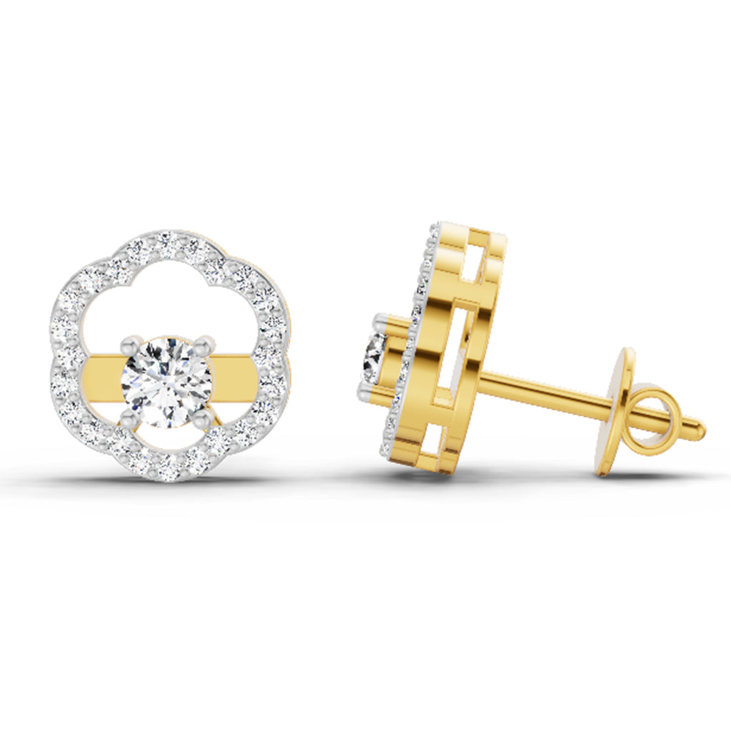0.94 Carat Halo Diamond Stud Earrings 14K