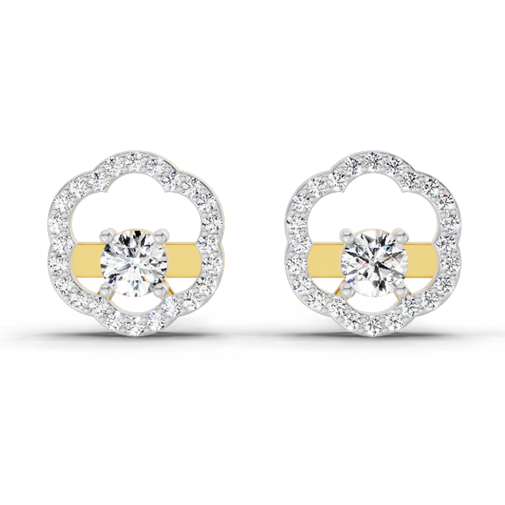 0.94 Carat Halo Diamond Stud Earrings 14K