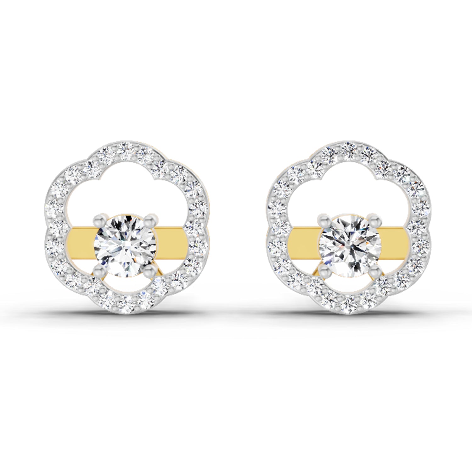 0.94 Carat Halo Diamond Stud Earrings 14K