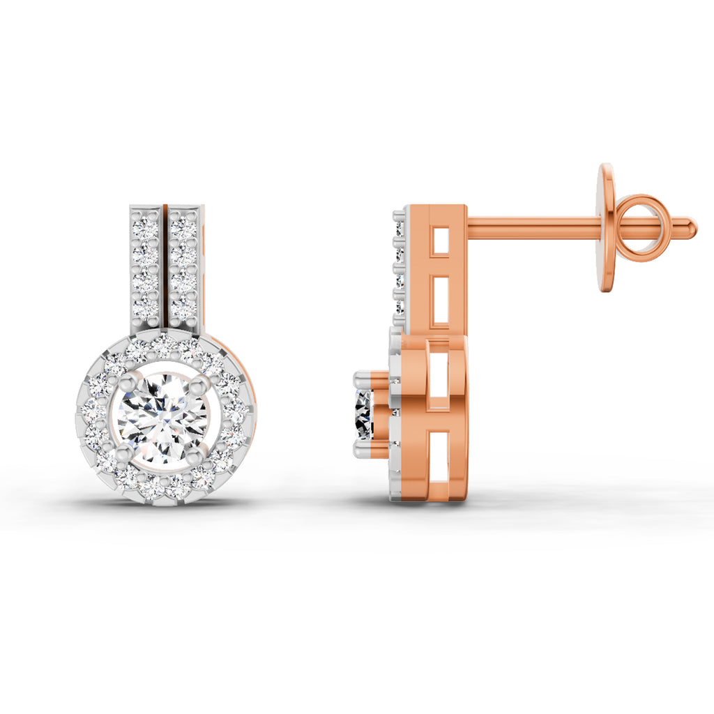 0.88 Carat Solitaire Diamond Stud Earrings 14K - Rose Gold