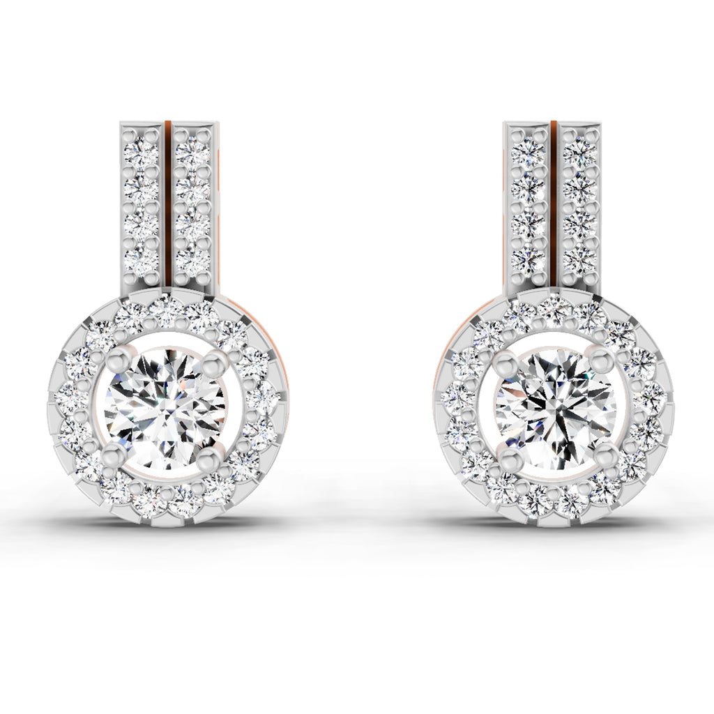 0.88 Carat Solitaire Diamond Stud Earrings 14K - Rose Gold