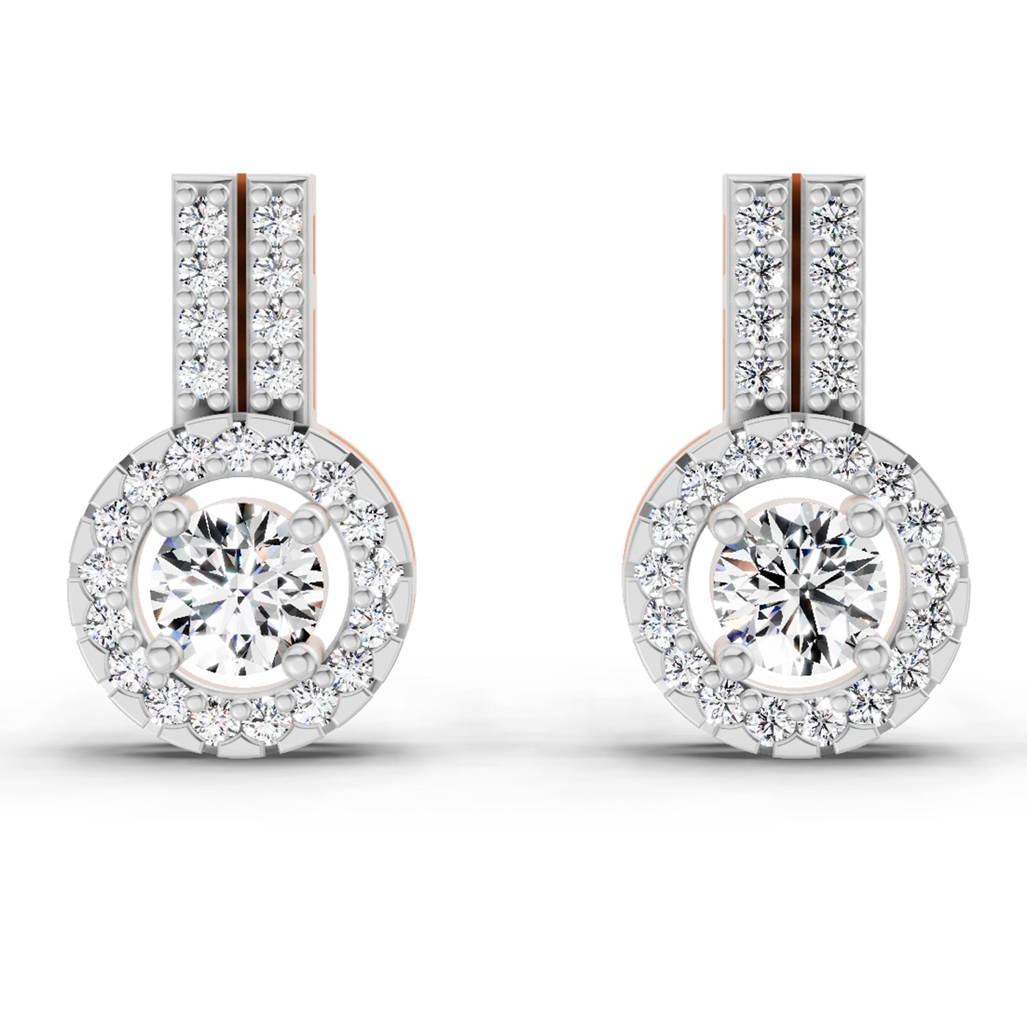 0.88 Carat Solitaire Diamond Stud Earrings 14K - Rose Gold