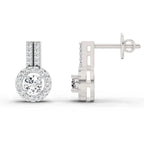 0.88 Carat Solitaire Diamond Stud Earrings 14K - White Gold