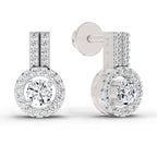 0.88 Carat Solitaire Diamond Stud Earrings 14K - White Gold