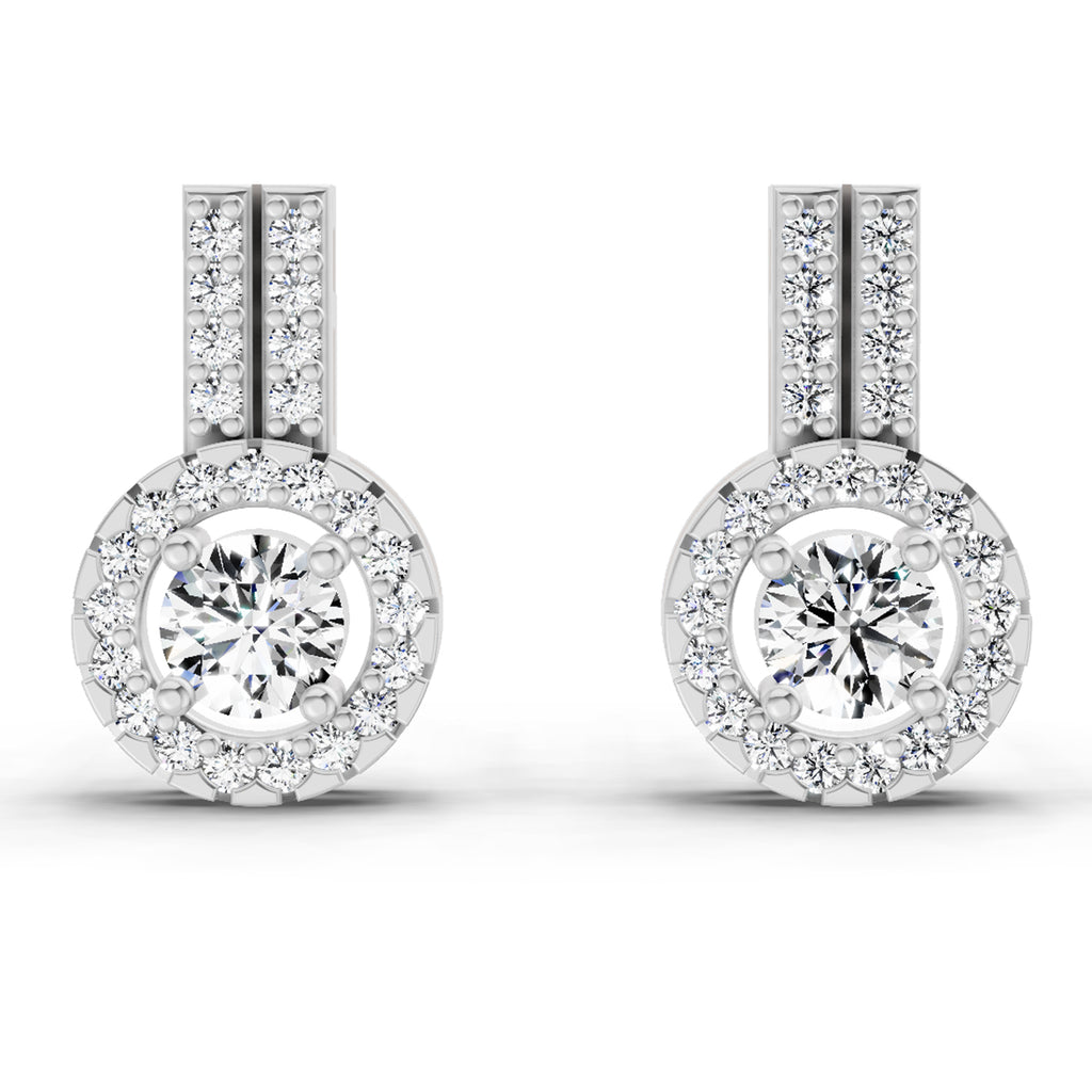 0.88 Carat Solitaire Diamond Stud Earrings 14K - White Gold