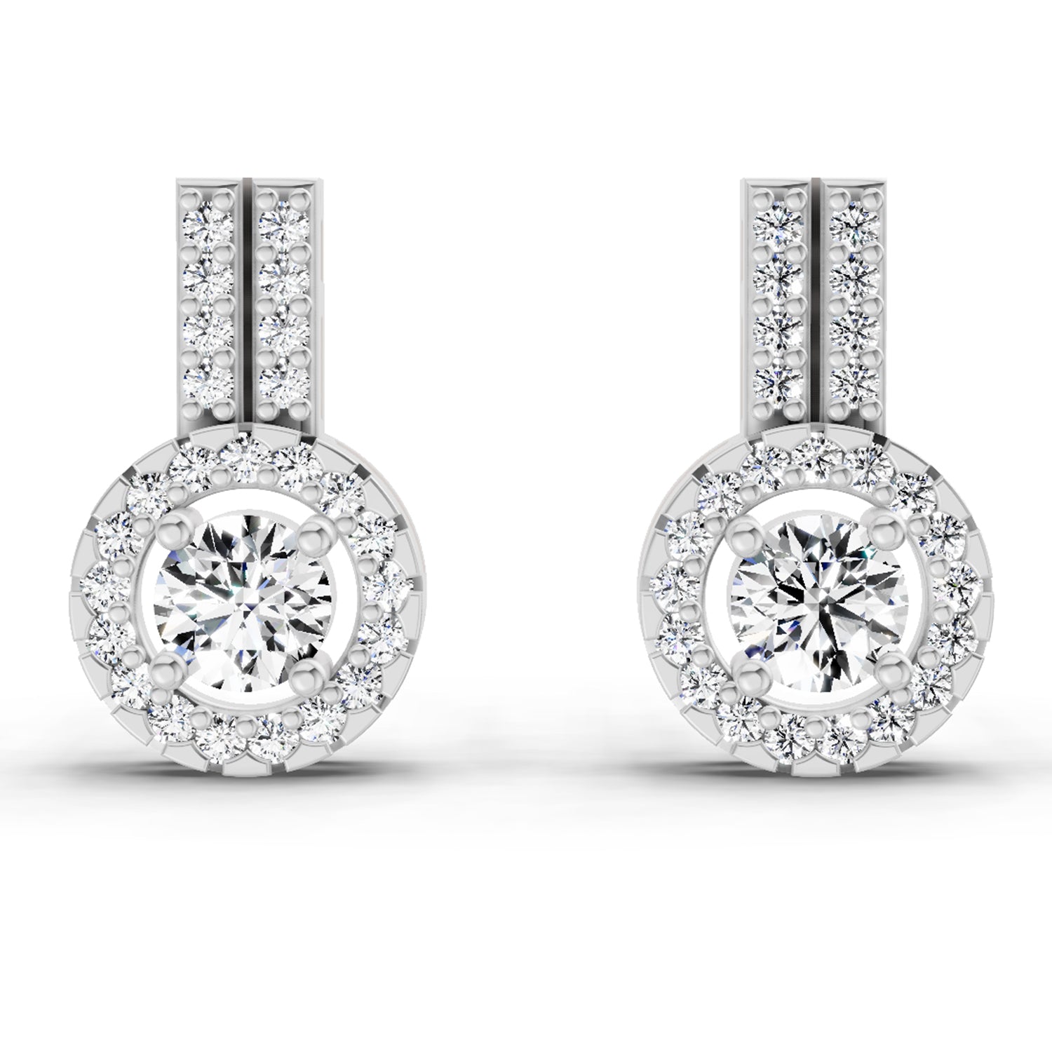 0.88 Carat Solitaire Diamond Stud Earrings 14K - White Gold
