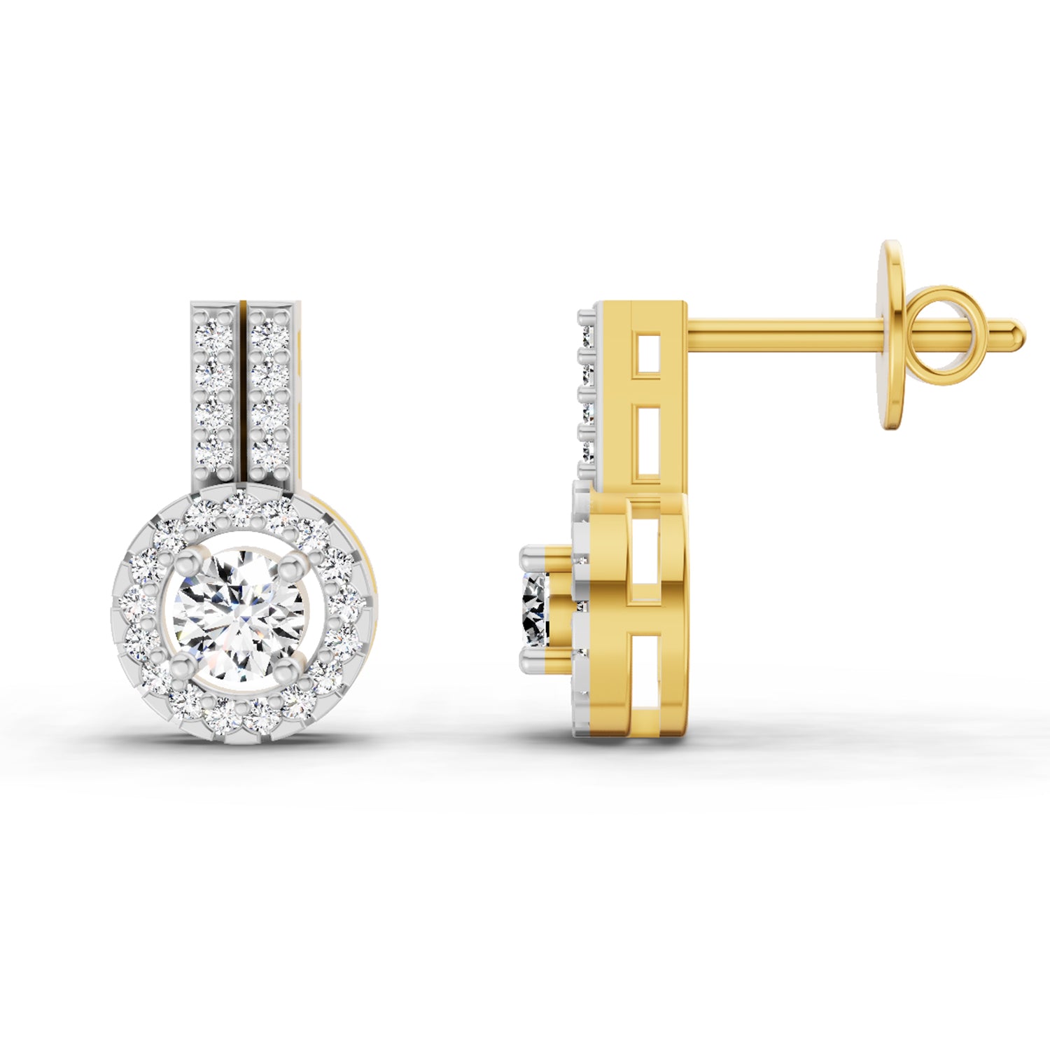 0.88 Carat Solitaire Diamond Stud Earrings 14K
