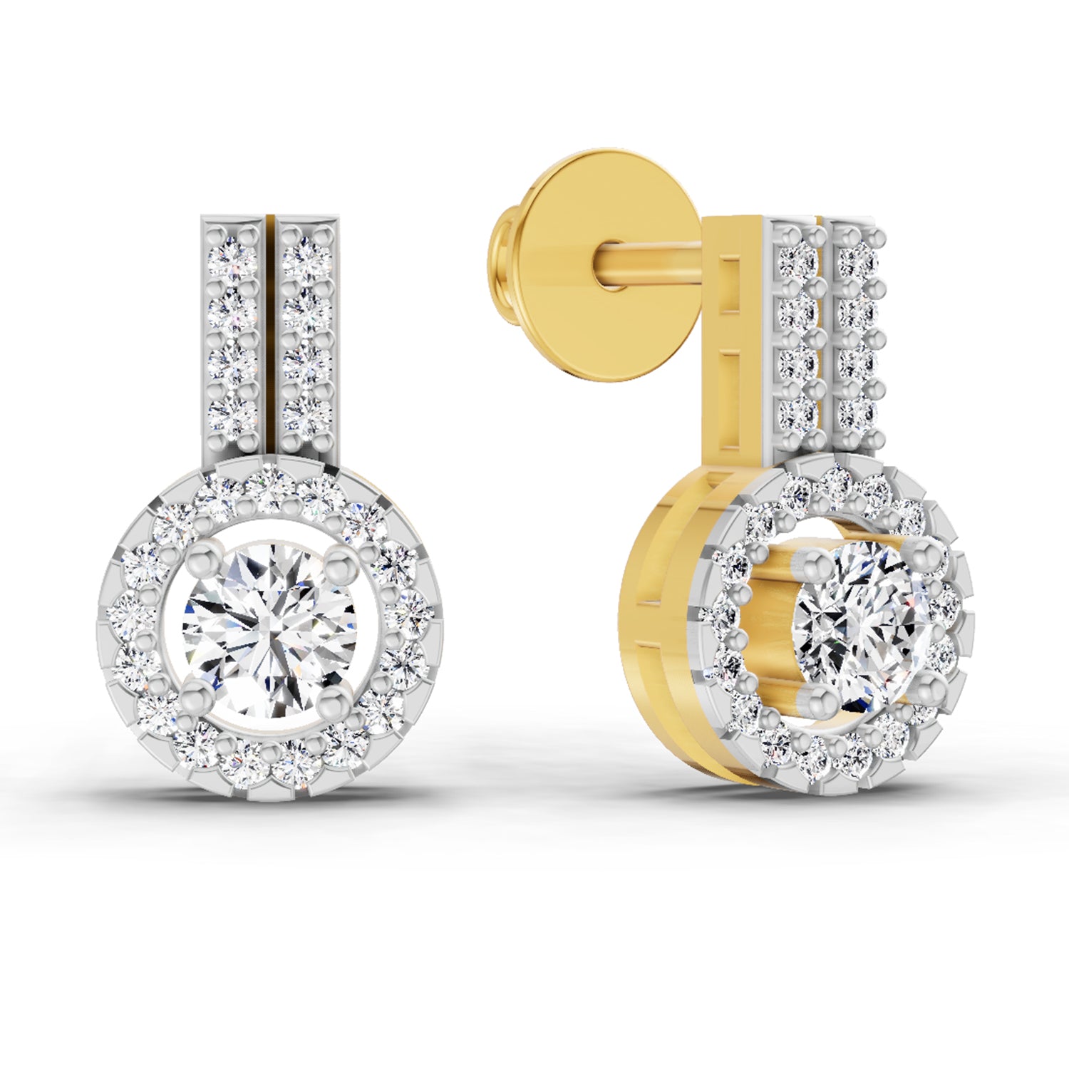 0.88 Carat Solitaire Diamond Stud Earrings 14K