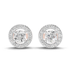 1.04 Carat Round Halo Stud Earrings 14K - Rose Gold