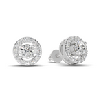 1.04 Carat Round Halo Stud Earrings 14K - White Gold