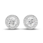 1.04 Carat Round Halo Stud Earrings 14K - White Gold