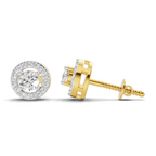 1.04 Carat Round Halo Stud Earrings 14K