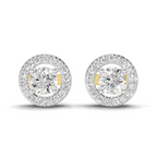1.04 Carat Round Halo Stud Earrings 14K